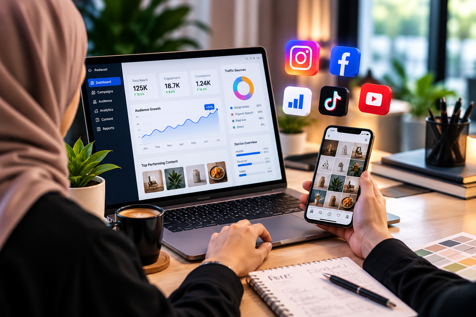 Home social media analytics workspace